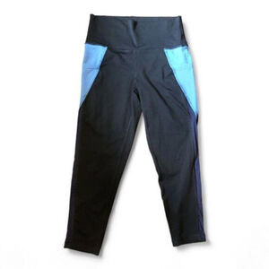 Aerie Women's Black & Blue Active Leggings - Size L